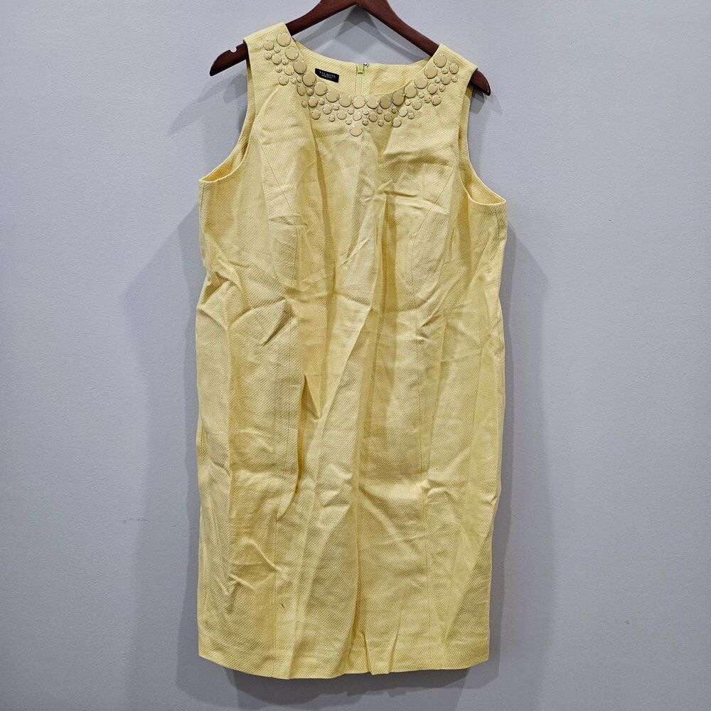 Talbots Womens Tweed Dress Sze 1XP Yellow Embellished Officecore Business Formal